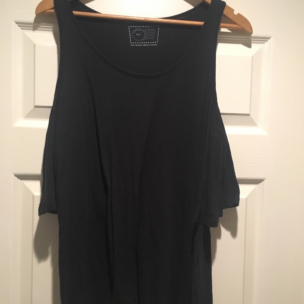 Anthropologie Black Cold Shoulder Top